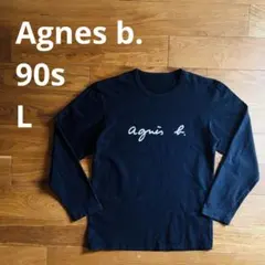90s Agnes b カットソー L 胸ロゴ 厚めの生地 ブラック フェード