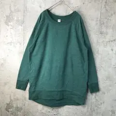 B450古着　トレーナー　スウェット　ラグラン　緑　無地　90s Y2K