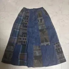 チチカカ　デニムロングスカート柄あり