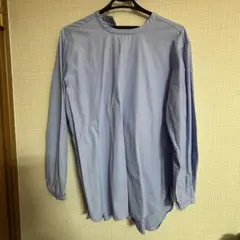 無印良品　スタンドカラーチュニック　ストライプ