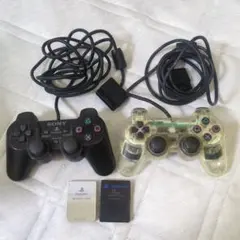 ジャンク品　PS2 アナログコントローラー 2個とメモリーカード