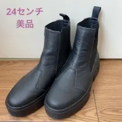 ‪美品 PUMA メイズチェルシー サイドゴアブーツ ブラック レザー　24cm