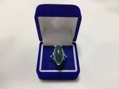 昭和レトロ ヴィンテージ 銀 Silver刻印 指輪 翡翠 グリーンストーン