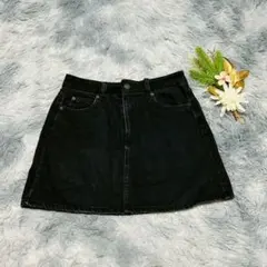 Bershka ベルシュカ (M) ミニ丈 デニムタイトスカート 黒 カジュアル