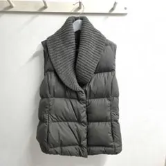 【良品】ラルフローレン ダウンベスト カシミヤ混　ニットリブ ショールカラー