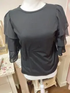 M'S GRACY 半袖カットソー ドットチュール袖 ブラック M'S GRACY 半袖カットソー ドットチュール袖 ブラック - メルカリ