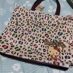 Hello Kitty ヒョウ柄 底マチボアトートバッグ　キティちゃん