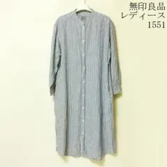 MUJI 無印良品レディースフレンチリネン スタンドカラー ワンピース