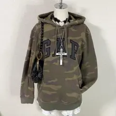 y2k GAP 迷彩 パーカー ロゴ 裏起毛 グランジ 平成ギャル