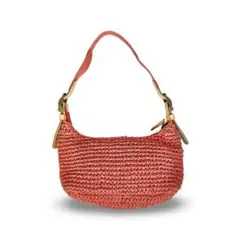 正規品　ローレン ラルフローレン ストロー ショルダーバッグ 編み込み レッド