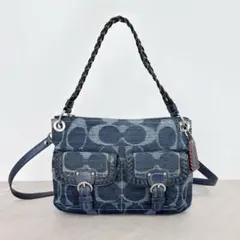 Coach Poppy Denim Signature Shoulder Bag
