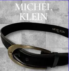 MICHEL KLEIN ハラコレザーベルト　ブラック　真鍮　ゴールドのサムネイル