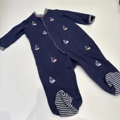 Little Me ネイビー ボート刺繍 長袖ロンパース 6Mのサムネイル