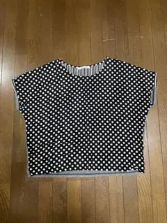 bulledesavonドット柄ドルマンスリーブTシャツ ストライプ水玉切り替えのサムネイル