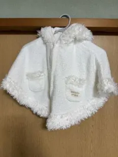 ジェラートピケ　フード付きホワイトポンチョ　XXS