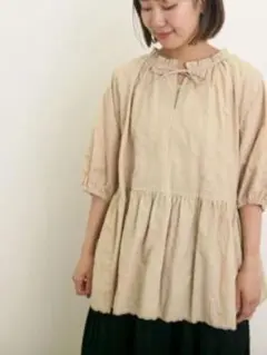 裾刺繍前後2WAYスキッパーチュニック