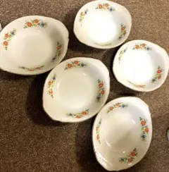 ★未使用！レトロなオーバル皿5枚セット！カレー皿★