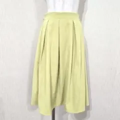 ロペピクニック　フレアスカート　膝下丈　ライム系　バックゴム【38】キレイめ