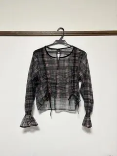 シースルー ブラック系チェック シャツ グランジ