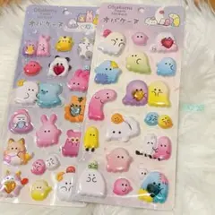 2枚セット オバケーヌ もちもちマシュマロシール ステッカー ストーン付き