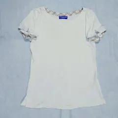 バーバリーブルーレーベル　ノバチェック　Tシャツ リボン　ぽわん袖　綿100%