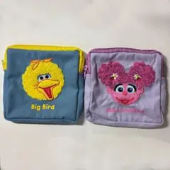 セサミストリート　もこもこポーチ　ビッグバード　アビー