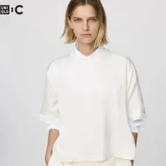 UNIQLOC サテンオーバーサイズショートブラウス五分袖オフホワイトMサイズ♪