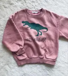 恐竜T-Rexプリントトレーナー ピンク