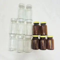 ガラス瓶 空き瓶　容器　透明　茶色 乾燥剤入れあり　13本セット