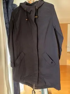 ネイビー フード付き ロングジャケット