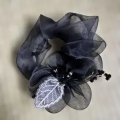 ブラック シフォン シュシュ