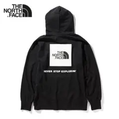 ノースフェイス　スクエアロゴ パーカー　ブラック