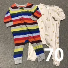 ストライプロンパース（長袖）　サイズ70