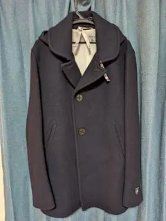 Orcival ネイビー シングルピーコート フード付き