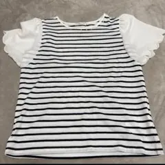 earth music &ecology ストライプ フリル袖 Sサイズ半袖