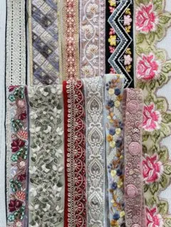 ④在庫整理　インド刺繍リボン　ハギレ　アソート　詰め合わせリボン　ハンドメイド