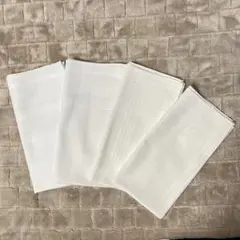 白色ハンカチ ストライプ柄 4枚組(同柄2枚ずつ)