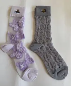 ヴィヴィアンウエストウッド レディースシアーソックス2足セットグレー