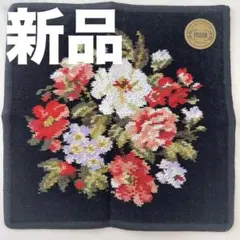 新品　フェイラー　FEILER タオルハンカチ　花柄　黒色　ブラック　赤　白