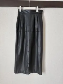 Vis 黒 合成皮革 タイトスカート