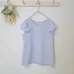 アメリエルマジェスティックレゴン フリル袖カットソー ライトブルー パール 美品のサムネイル