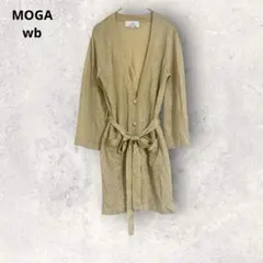 MOGA wb ラメ入り長袖カーディガン　ウエストリボン付き　透け感　金　S〜M