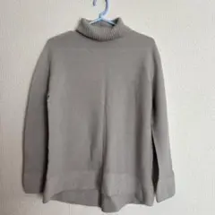 ウール100% グレー タートルネックセーター