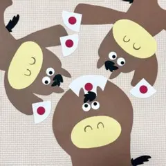 【壁面飾り】【正月飾り】陽気なお馬さん3匹