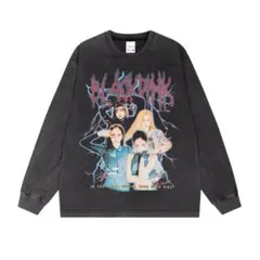 BLACKPINK ヴィンテージ加工 ロンT kpop 長袖Tシャツ XL
