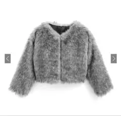 GRL ミックスエコーファーショート丈 ジャケット グレー