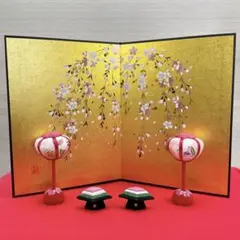 雛道具【桜金屏風＆桜ぼんぼり＆菱餅】ひな祭り お人形とご一緒に 雛飾り 春 新品