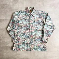 ヴィンテージ 1970's アートデザイン ポリエステル 総柄シャツ