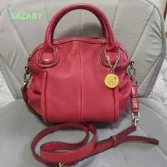 SAZABY　サザビー　2wayレザーショルダーハンドバッグ　レッド