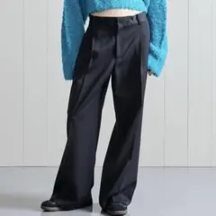 【美品】H BEAUTY&YOUTHツイル ローウエスト ワイドパンツ　ネイビー